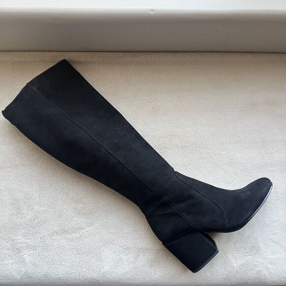 Sam Edelman Thora Black Suede Knee High Block Heel Boots Half Side Zip Women 6.5 - Picture 1 of 16